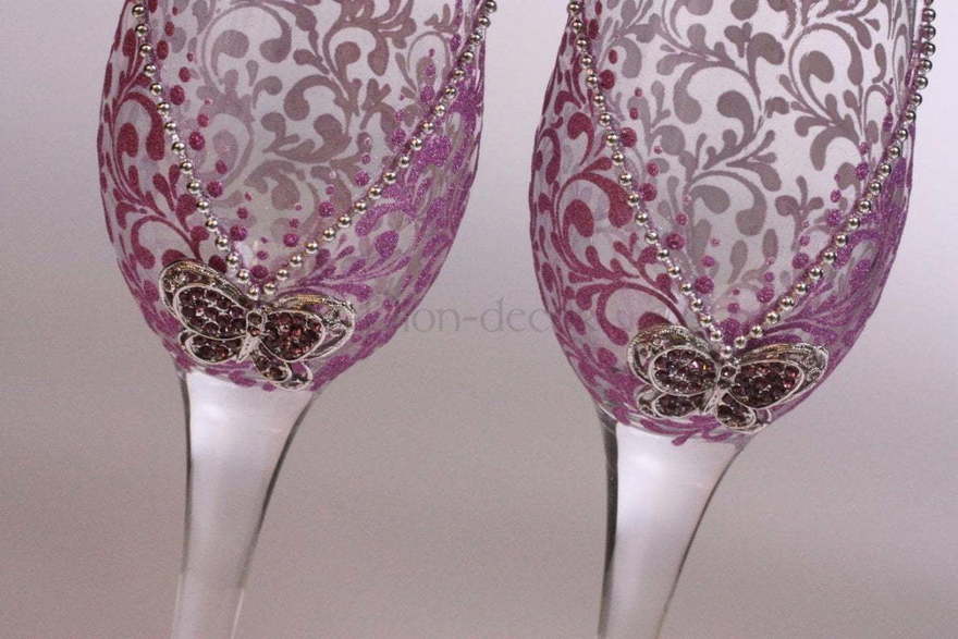 Бокалы Фиолетовые бабочки от  2