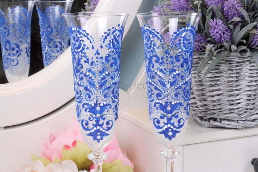 Бокалы Синее кружево от  2