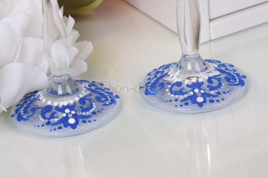 Бокалы Синее кружево от  3