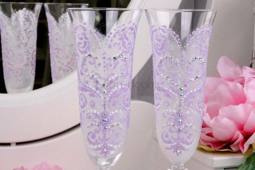 Богемские бокалы Лавандовое кружево от  2