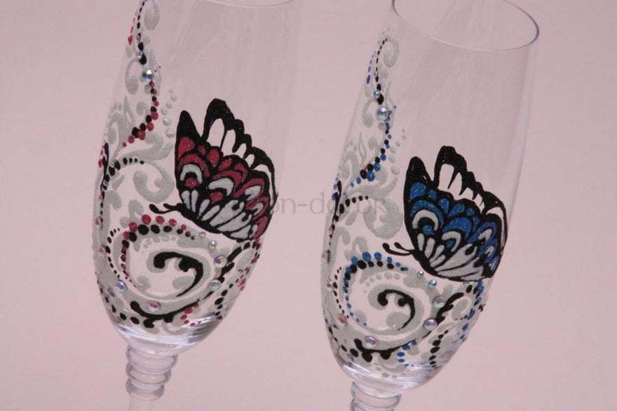 Расписные бокалы Бабочки от  2