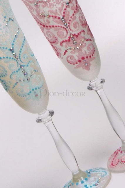 Бокалы свадебные с напылением от  2