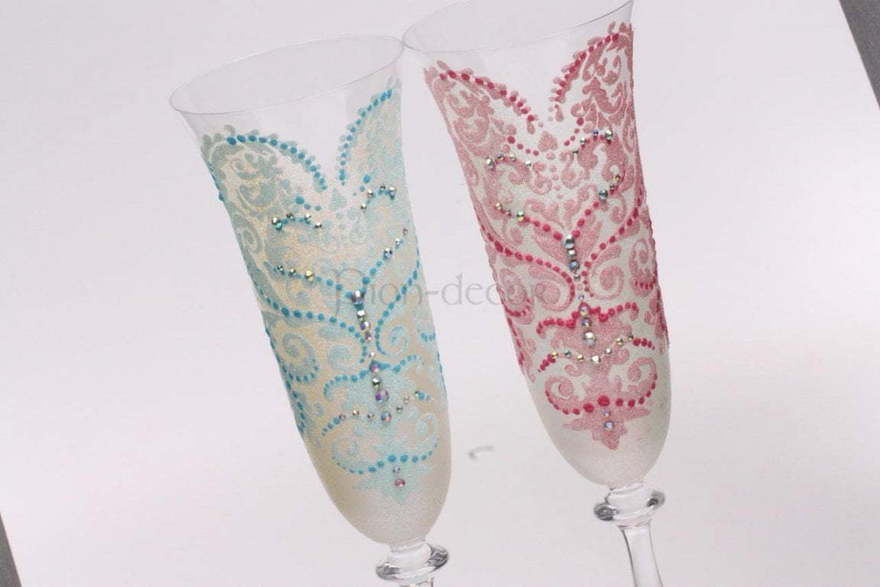 Бокалы свадебные с напылением от  3