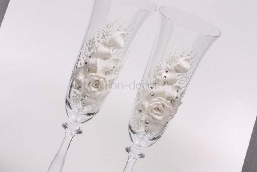 Бокалы Кремово-белые розы от  2