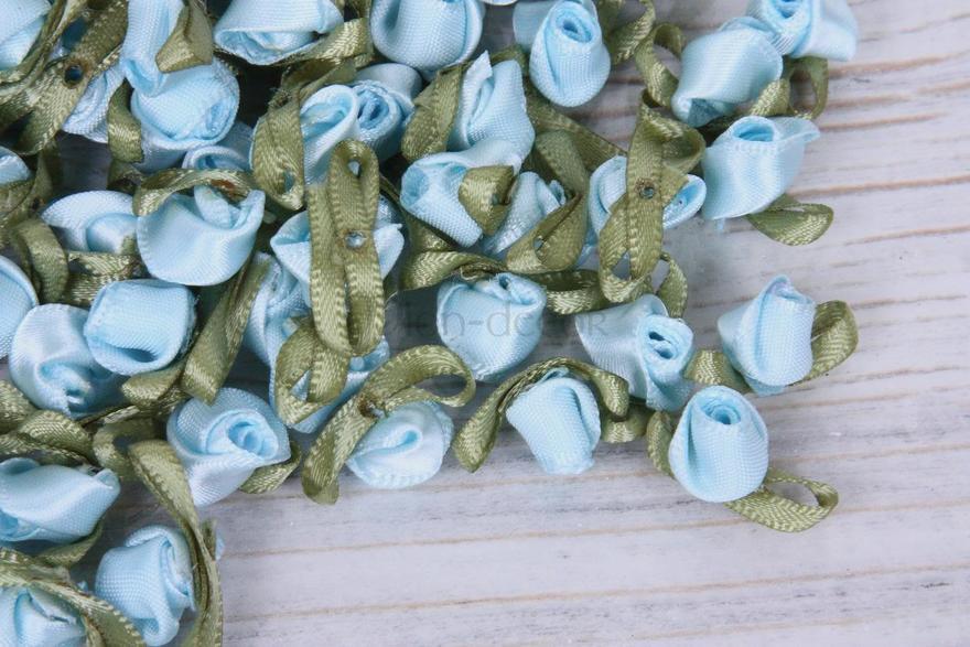 Атласные розочки Голубые от  3