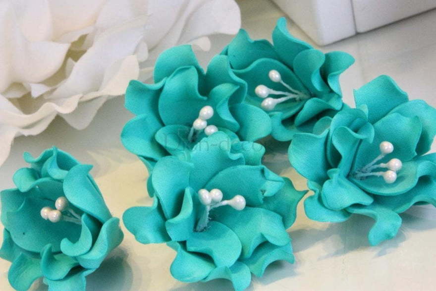 Кружевные цветочки - изумруд от  2