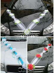Лента на авто Цветы + розы на ручки машины от Свадебный салон Amore Mio 1