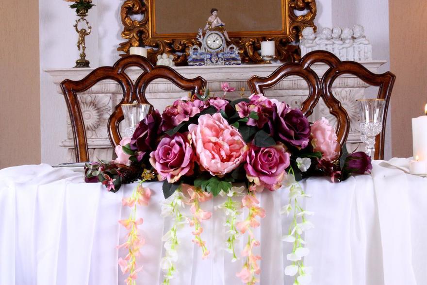 Композиция Пепельная лаванда на стол жениха и невесты от  3