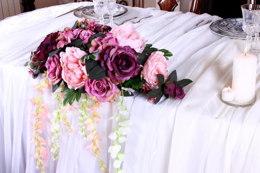 Композиция Пепельная лаванда на стол жениха и невесты от  7