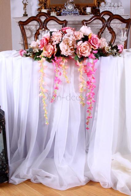 Композиция Пепельная роза и пионы из искусственных цветов на президиум от  6