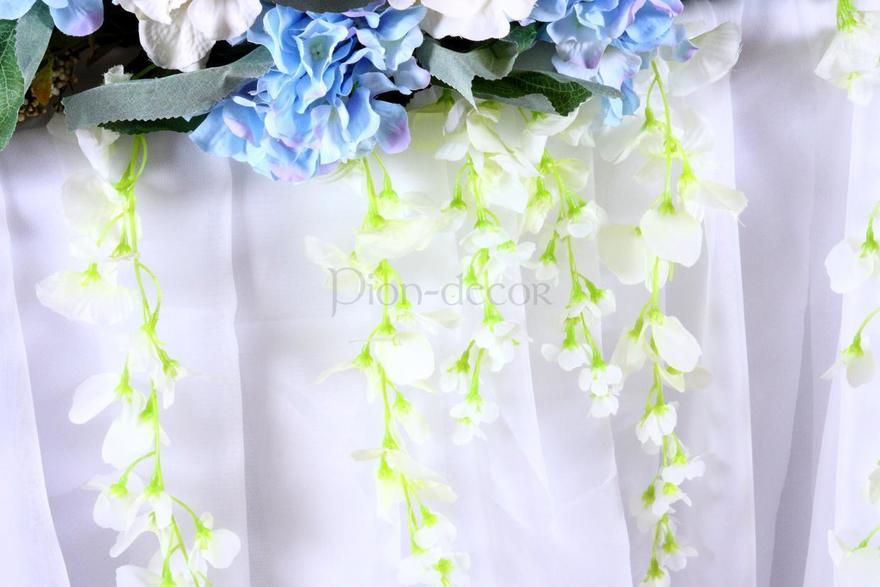 Композиция на стол жениха и невесты Роза и голубая гортензия от  7