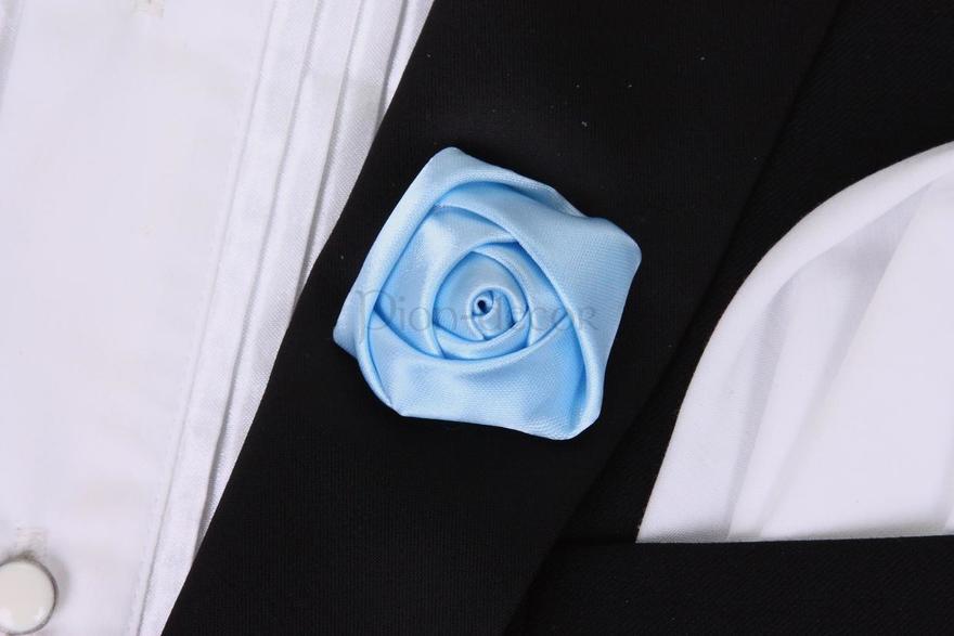 Бутоньерка для жениха Атласная розочка - голубая от  2