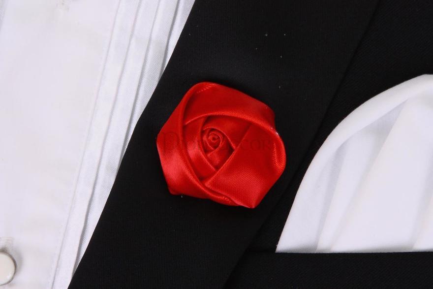 Бутоньерка для жениха Атласная розочка - красная от  2