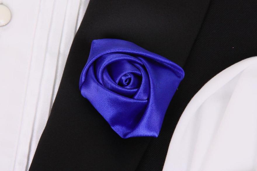 Бутоньерка для жениха Атласная розочка - синяя от  2