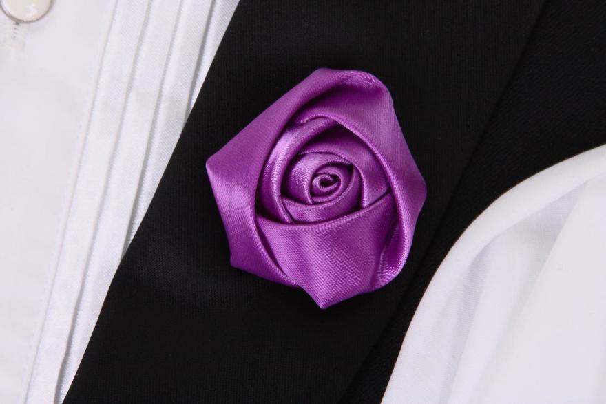 Бутоньерка жениха Атласная розочка - лаванда от  2