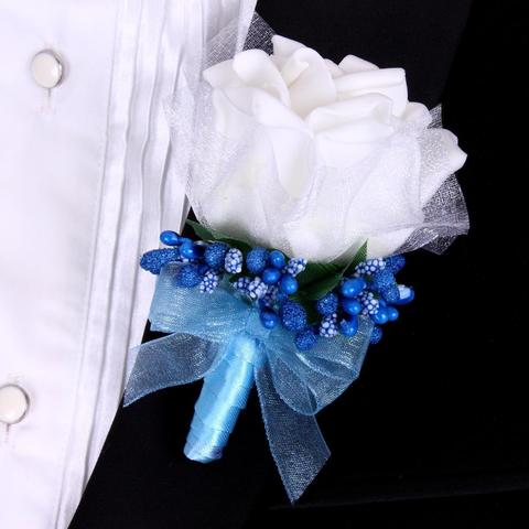 Бутоньерка для жениха Серенити голубая от  2