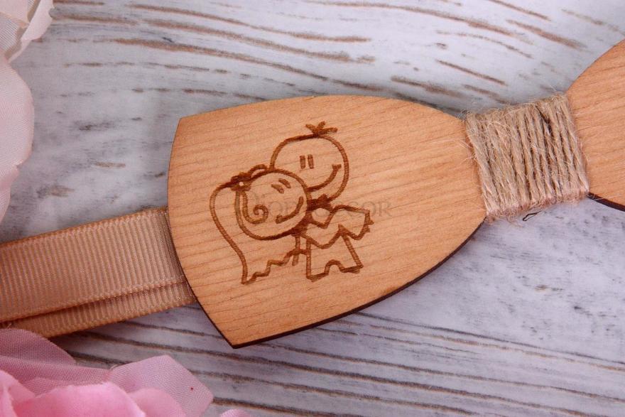 Деревянная бабочка для жениха Милая парочка от  3