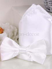 Комплект бабочка и платочек Белый от  1