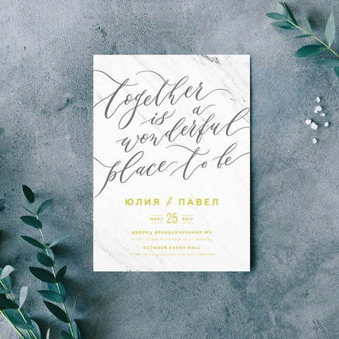 Прямоугольные / Квадратные Свадебное приглашение Вместе от Пригласи красиво 3