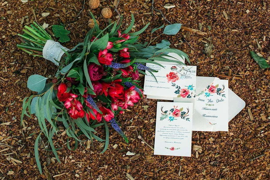 Прямоугольные / Квадратные Приглашение на свадьбу от Студия декора и флористики il Fiore Decor 2