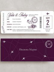 Прямоугольные / Квадратные Свадебное пригласительное Билет на самолет от Мастерская счастья 1