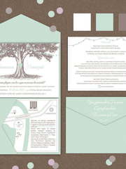 Прямоугольные / Квадратные Свадебное пригласительное с конвертом от Мастерская счастья 1