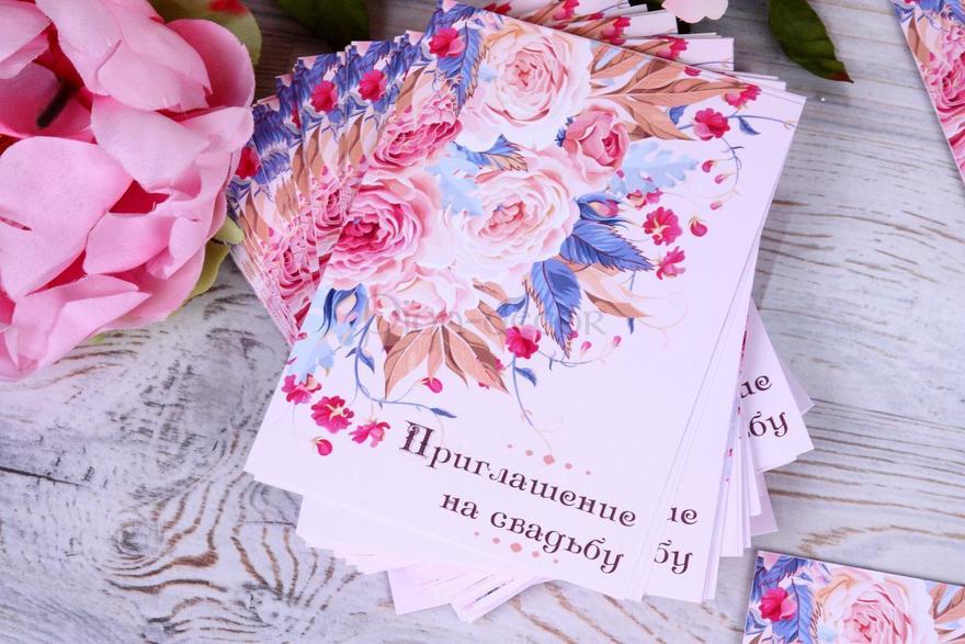 Прямоугольные / Квадратные Приглашение Пионовидная роза от  3