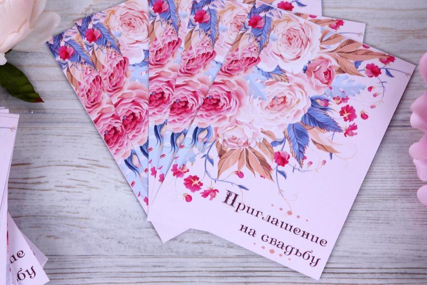 Прямоугольные / Квадратные Приглашение Пионовидная роза от  4