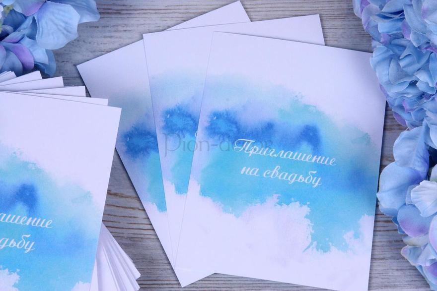 Прямоугольные / Квадратные Приглашение Голубая акварель от  7