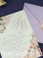 Прямоугольные / Квадратные Пригласительное с нежным цветочным принтом от  2