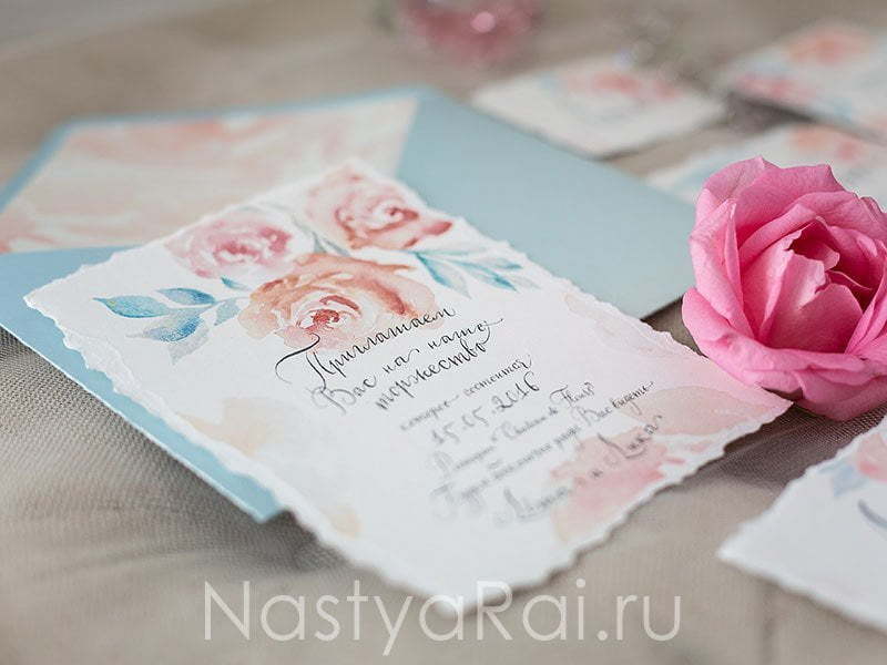 Прямоугольные / Квадратные Приглашение Воздушные цветы от  2