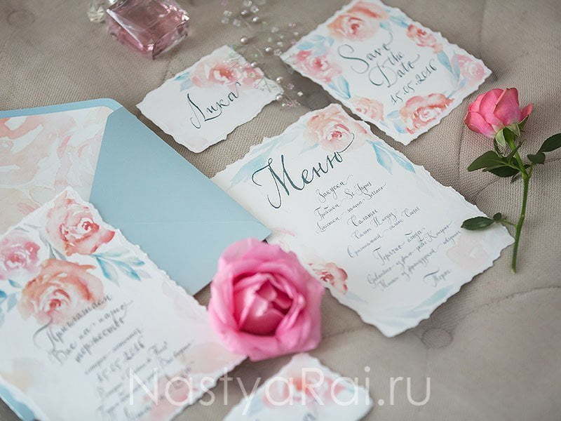 Прямоугольные / Квадратные Приглашение Воздушные цветы от  3