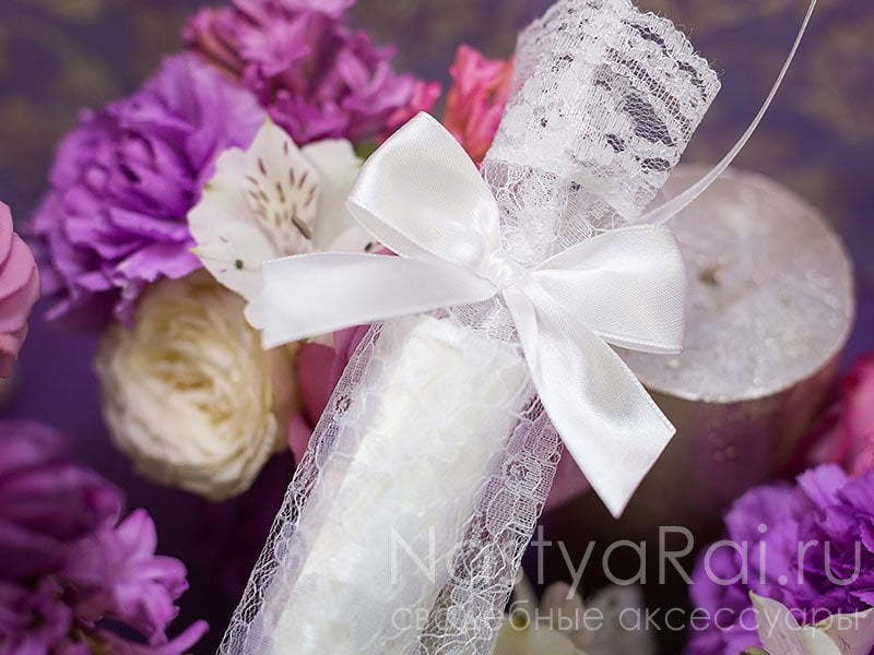 Свиток Кружевной мешочек для свадебного свитка, белый от  3