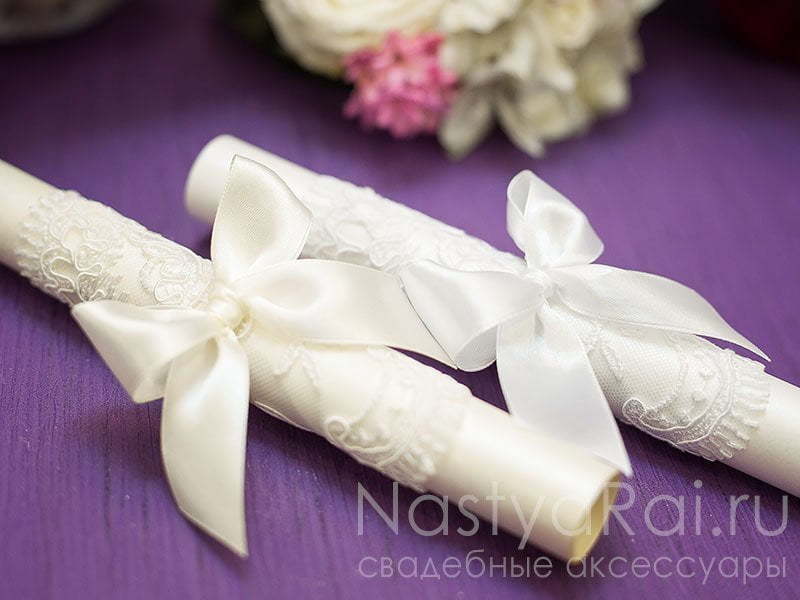 Свиток Приглашение свиток с кружевом, белый от  2