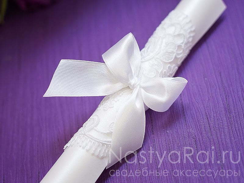 Свиток Приглашение свиток с кружевом, белый от  4