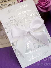 Прямоугольные / Квадратные, Открытка Приглашение в чехольчике, белое от  1