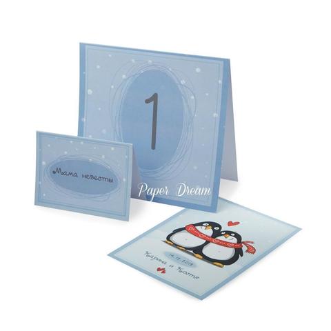 Прямоугольные / Квадратные Приглашение на свадьбу Зимние Пингвинчики от Приглашения на свадьбу и аксессуары PaperDream 3