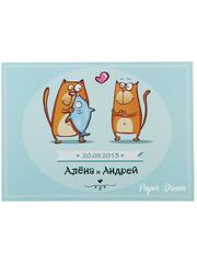 Прямоугольные / Квадратные Приглашение на свадьбу Влюбленные Котики от Приглашения на свадьбу и аксессуары PaperDream 1