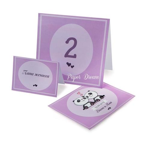 Прямоугольные / Квадратные Приглашение на свадьбу Влюбленные Панды от Приглашения на свадьбу и аксессуары PaperDream 3