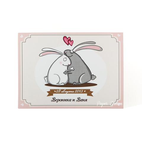 Прямоугольные / Квадратные Приглашение на свадьбу Влюбленные Зайчики от Приглашения на свадьбу и аксессуары PaperDream 4