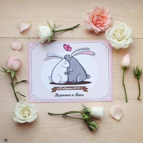 Прямоугольные / Квадратные Приглашение на свадьбу Влюбленные Зайчики от Приглашения на свадьбу и аксессуары PaperDream 5