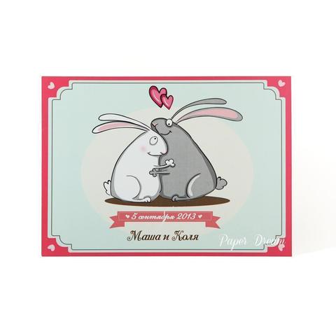 Прямоугольные / Квадратные Приглашение на свадьбу Влюбленные Зайчики от Приглашения на свадьбу и аксессуары PaperDream 6
