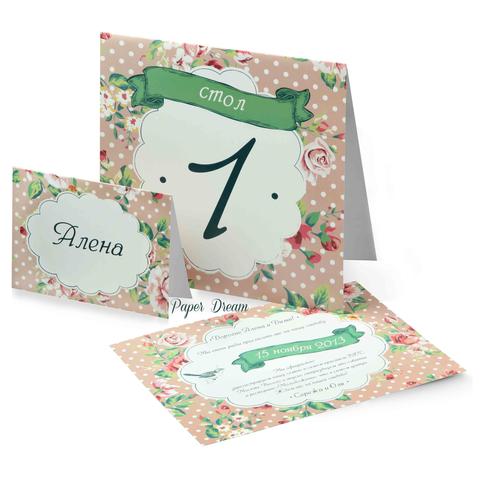 Прямоугольные / Квадратные Приглашение на свадьбу Винтажные Розы от Приглашения на свадьбу и аксессуары PaperDream 3