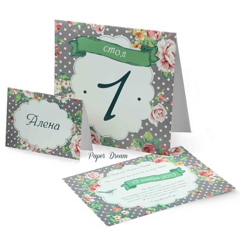 Прямоугольные / Квадратные Приглашение на свадьбу Винтажные Розы от Приглашения на свадьбу и аксессуары PaperDream 9