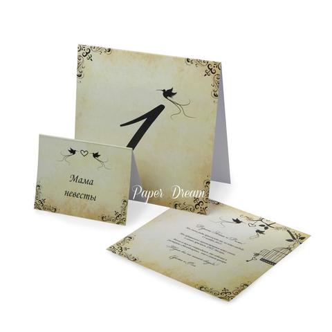 Прямоугольные / Квадратные Приглашение на свадьбу Винтаж от Приглашения на свадьбу и аксессуары PaperDream 4