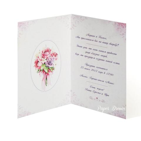 Открытка Приглашение на свадьбу Свадебные Букеты от Приглашения на свадьбу и аксессуары PaperDream 2