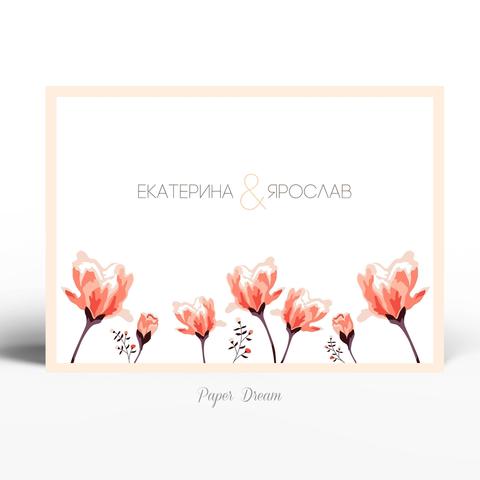 Прямоугольные / Квадратные Приглашение на свадьбу Магнолия от Приглашения на свадьбу и аксессуары PaperDream 2