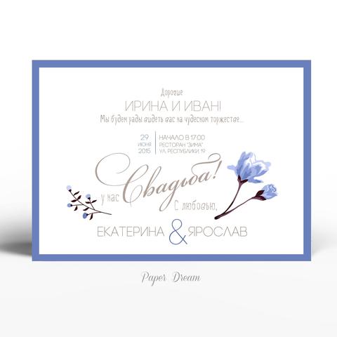Прямоугольные / Квадратные Приглашение на свадьбу Магнолия от Приглашения на свадьбу и аксессуары PaperDream 4