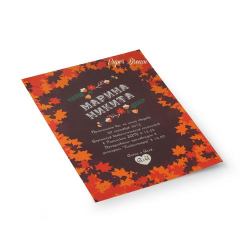 Прямоугольные / Квадратные Приглашение на свадьбу Осенние Листья от Приглашения на свадьбу и аксессуары PaperDream 7