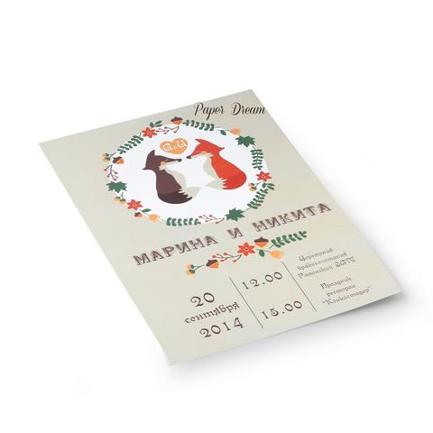 Прямоугольные / Квадратные Приглашение на свадьбу Влюбленные Лисички от Приглашения на свадьбу и аксессуары PaperDream 7